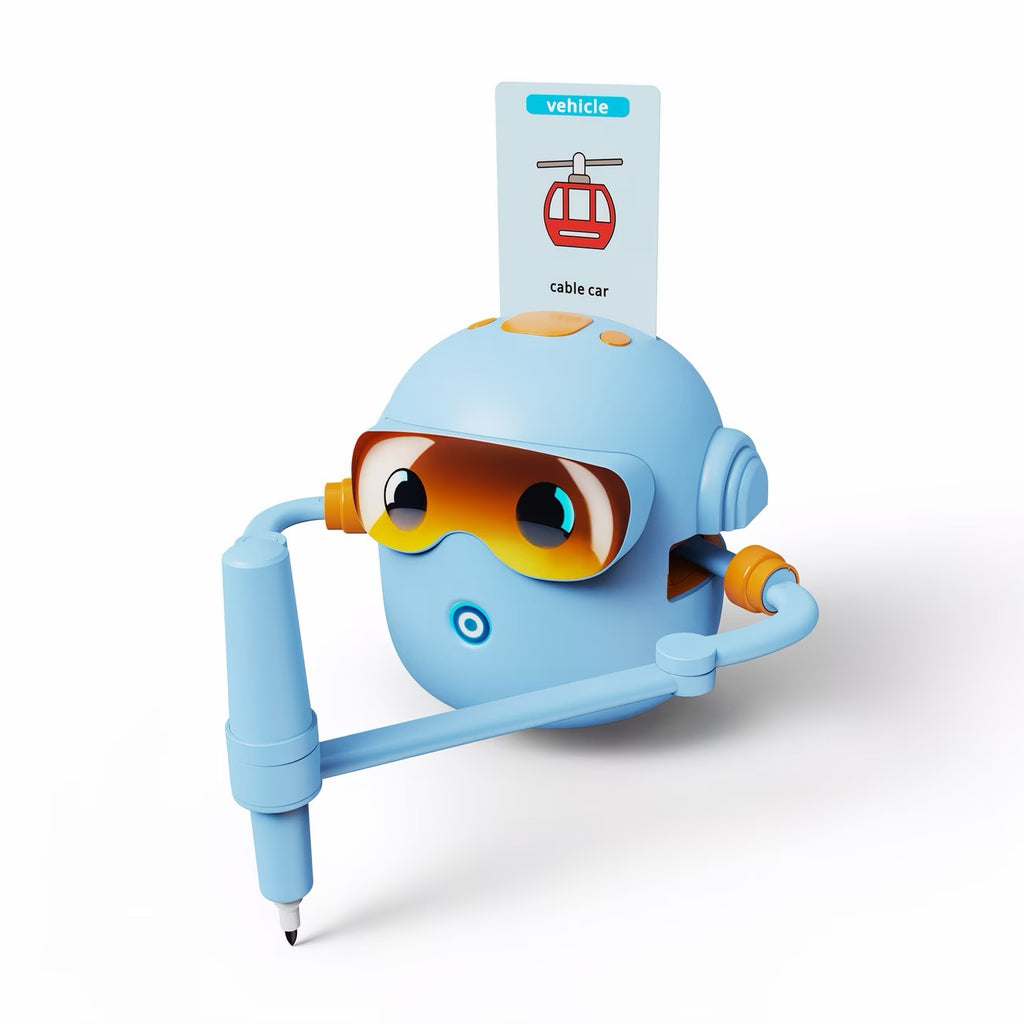 Drawing Robot for Kids with 100 Cards, 12 Colorful Pens & 4 Paintbrushes Montessori Painting Toys for 3-12 Years Old, Voice Read Early Learning Educational Gift for Boys & Girls