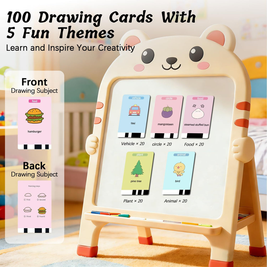 Drawing Robot for Kids with 100 Cards, 12 Colorful Pens & 4 Paintbrushes Montessori Painting Toys for 3-12 Years Old, Voice Read Early Learning Educational Gift for Boys & Girls